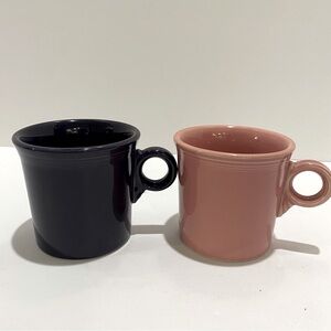 2 Fiestaware Mugs Purple & Pink Coffee Cups Different Backstamps Fiesta USA